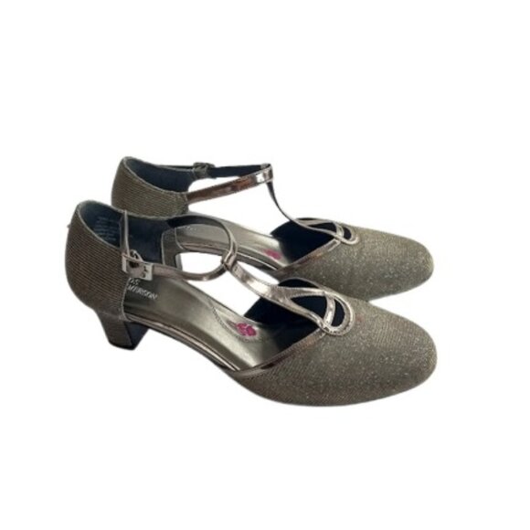 Ross Hommerson Womens Heidi T Strap Pumps Silver Iridescent Glitter 9M - Picture 2 of 6